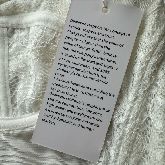 Dealmore White Spaghetti Strap Lace Corset Bustier Top, NWT, Large - Picture 7 of 8